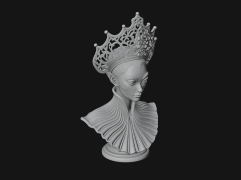 Shell Crown Woman Bust Statue Design 2 - 3D Print Model 3D Print Model