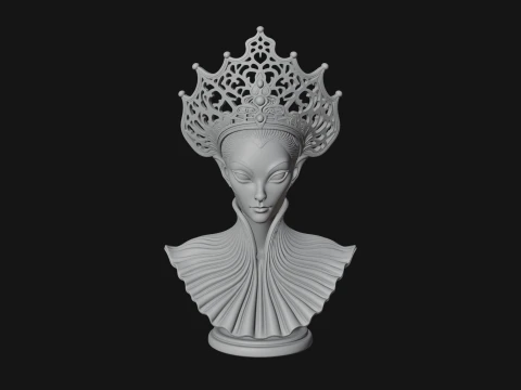 Shell Crown Woman Bust Statue Design 2 - 3D Print Model 3D Print Model