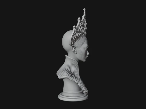 Shell Crown Woman Bust Statue Design 2 - 3D Print Model 3D Print Model