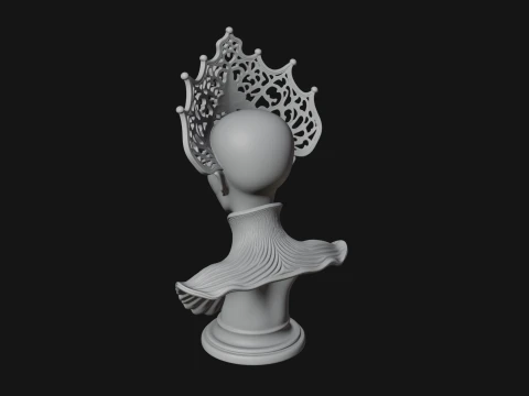 Shell Crown Woman Bust Statue Design 2 - 3D Print Model 3D Print Model
