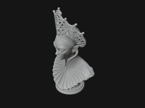 Shell Crown Woman Bust Statue Design 2 - 3D Print Model 3D Print Model