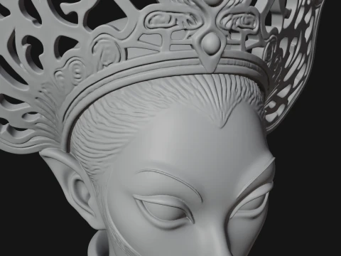 Shell Crown Woman Bust Statue Design 2 - 3D Print Model 3D Print Model