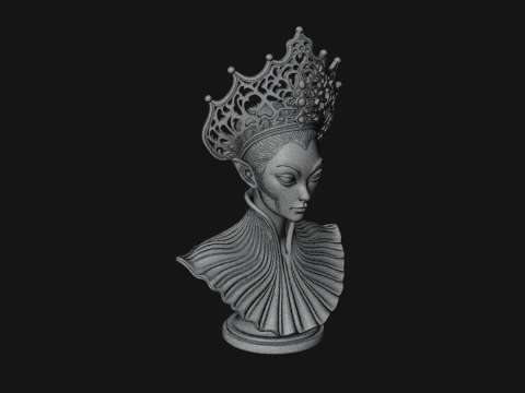 Shell Crown Woman Bust Statue Design 2 - 3D Print Model 3D Print Model