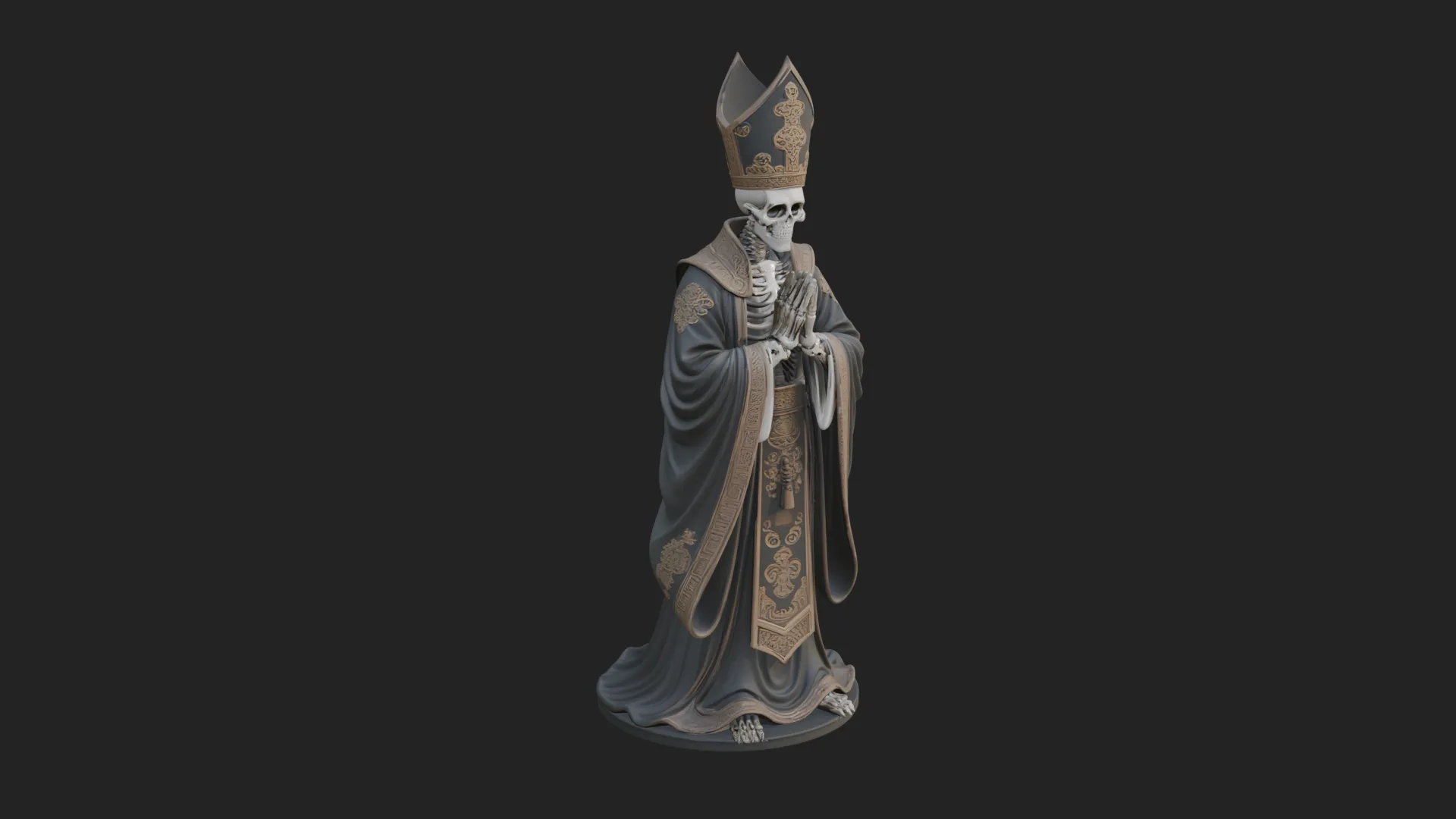 Skeleton Bishop Statue Design 2 - 3D Print Model 3D Print Model .c4d .max .obj .3ds .fbx .stl .blend 