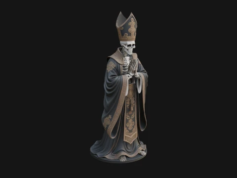 Skeleton Bishop Statue Design 2 - 3D Print Model 3D Print Model