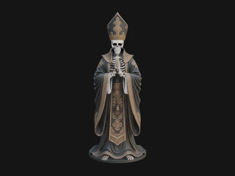 Skeleton Bishop Statue Design 2 - 3D Print Model 3D Print Model
