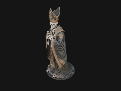 Skeleton Bishop Statue Design 2 - 3D Print Model 3D Print Model