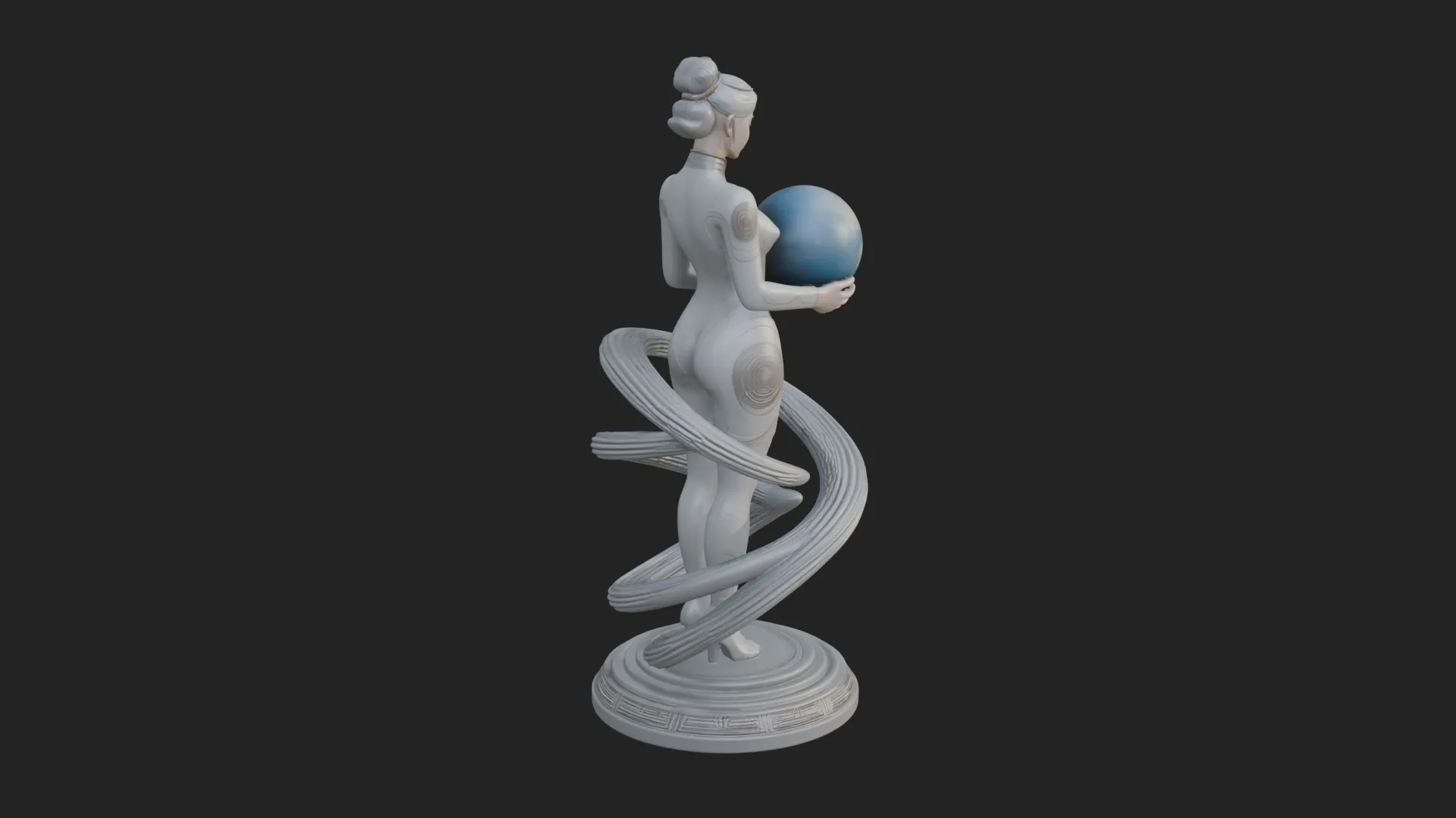 Figure Holding Globe Statue Design 2 - 3D Print Model 3D Print Model .c4d .max .obj .3ds .fbx .stl .blend 