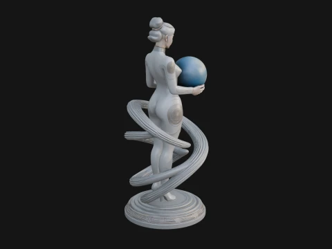 Figure Holding Globe Statue Design 2 - 3D Print Model 3D Druckmodell