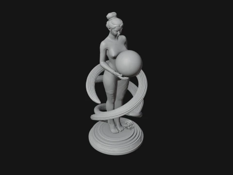 Figure Holding Globe Statue Design 2 - 3D Print Model 3D Print Model
