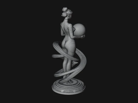 Figure Holding Globe Statue Design 2 - 3D Print Model 3D Print Model