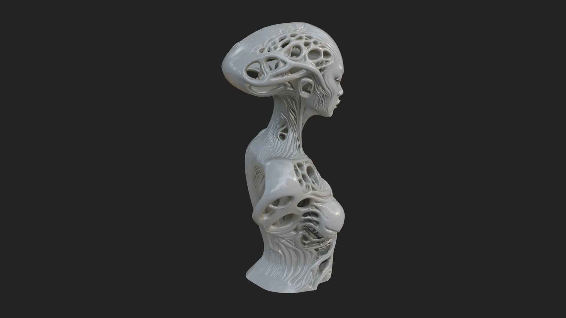 Biomechanical Alien Bust Statue Design 4 - 3D Print Model 3D Print Model .c4d .max .obj .3ds .fbx .stl .blend 