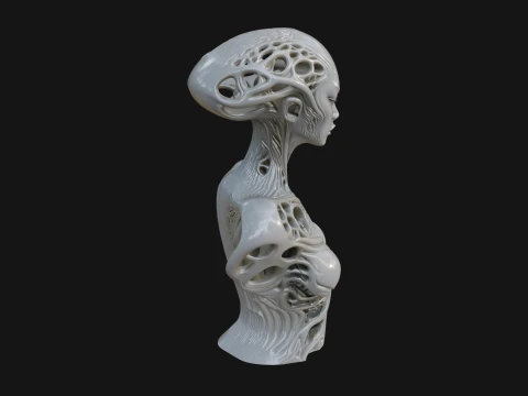 Biomechanical Alien Bust Statue Design 4 - 3D Print Model 3D Print Model