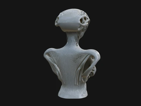Biomechanical Alien Bust Statue Design 4 - 3D Print Model 3D Print Model