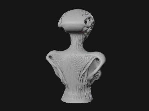 Biomechanical Alien Bust Statue Design 4 - 3D Print Model 3D Print Model