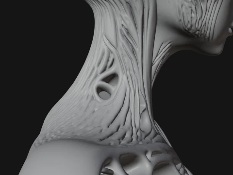 Biomechanical Alien Bust Statue Design 4 - 3D Print Model 3D Print Model