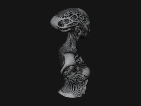 Biomechanical Alien Bust Statue Design 4 - 3D Print Model 3D Print Model