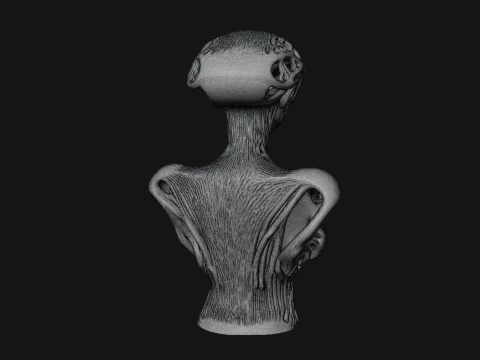 Biomechanical Alien Bust Statue Design 4 - 3D Print Model 3D Print Model