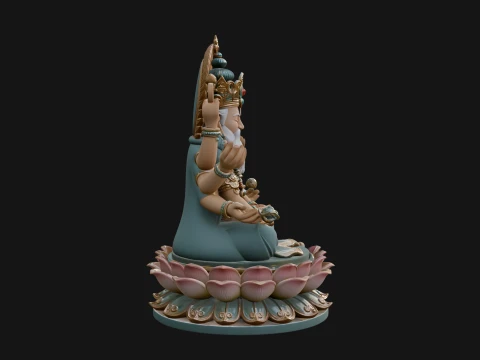 Brahma on Lotus Throne Statue Design 5 - 3D Print Model 3D Print Model