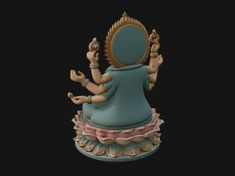 Brahma on Lotus Throne Statue Design 5 - 3D Print Model 3D Print Model