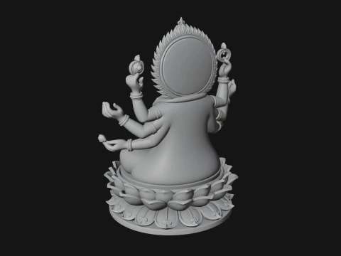Brahma on Lotus Throne Statue Design 5 - 3D Print Model 3D Print Model