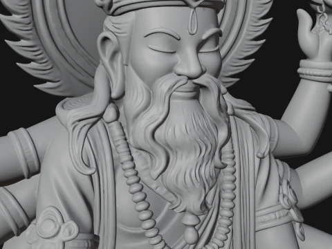 Brahma on Lotus Throne Statue Design 5 - 3D Print Model 3D Print Model