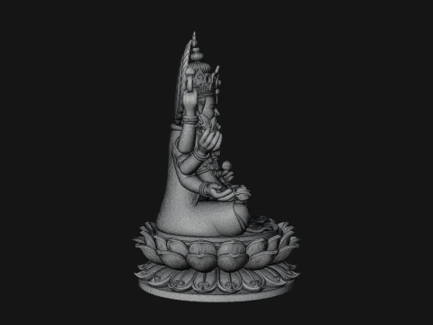 Brahma on Lotus Throne Statue Design 5 - 3D Print Model 3D Print Model