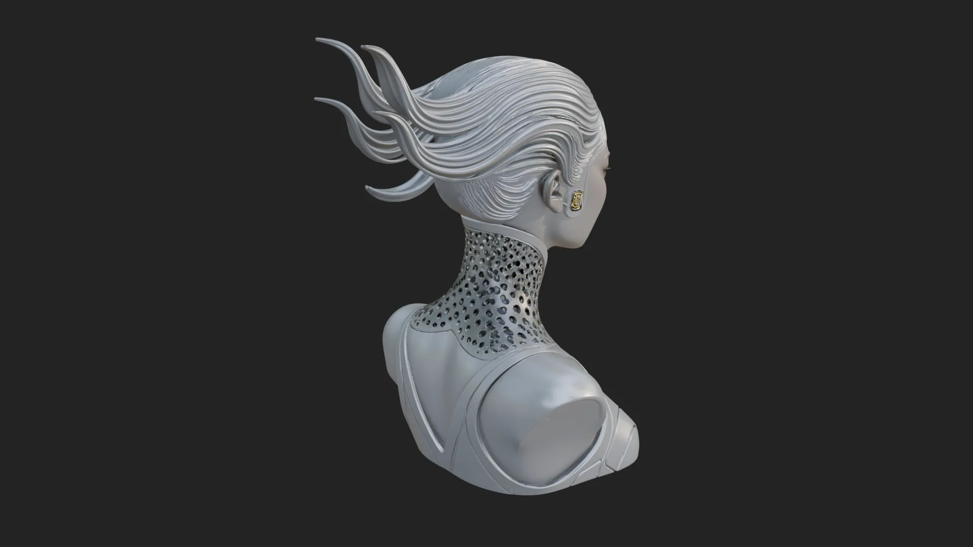 Futuristic Woman Bust Statue Design 3 - 3D Print Model 3D Print Model .c4d .max .obj .3ds .fbx .stl .blend 