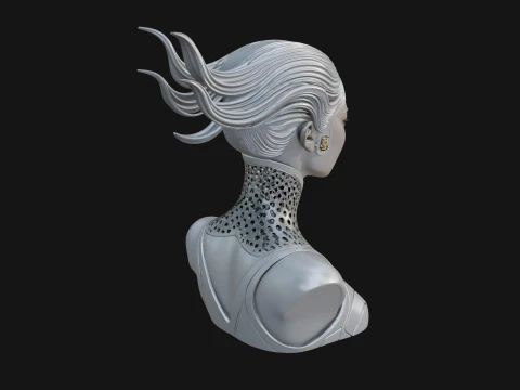 Futuristic Woman Bust Statue Design 3 - 3D Print Model 3D Print Model