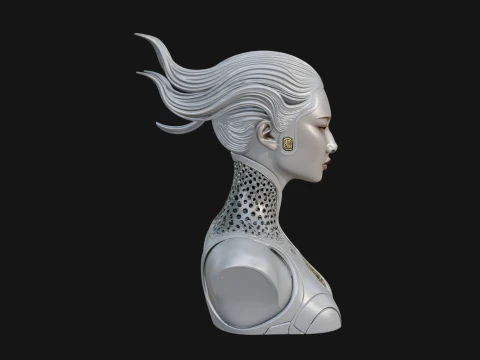 Futuristic Woman Bust Statue Design 3 - 3D Print Model 3D Print Model