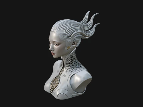 Futuristic Woman Bust Statue Design 3 - 3D Print Model 3D Print Model