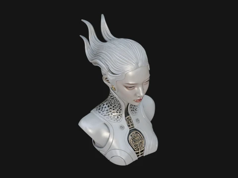 Futuristic Woman Bust Statue Design 3 - 3D Print Model 3D Print Model