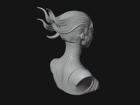 Futuristic Woman Bust Statue Design 3 - 3D Print Model 3D Print Model