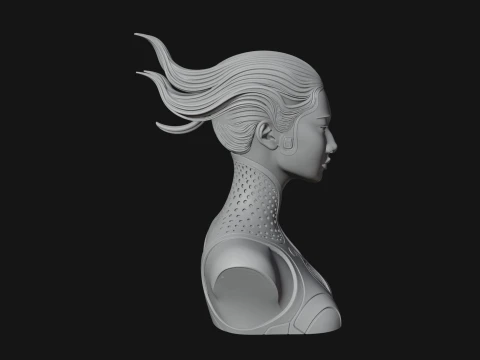 Futuristic Woman Bust Statue Design 3 - 3D Print Model 3D Print Model