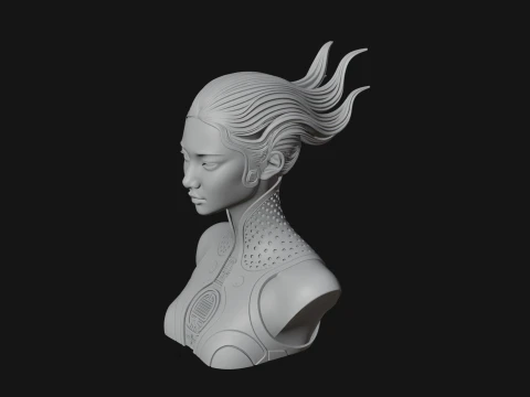 Futuristic Woman Bust Statue Design 3 - 3D Print Model 3D Print Model