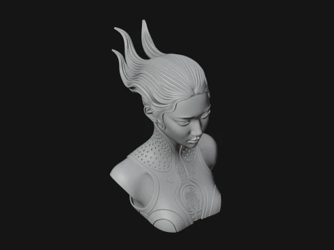 Futuristic Woman Bust Statue Design 3 - 3D Print Model 3D Print Model
