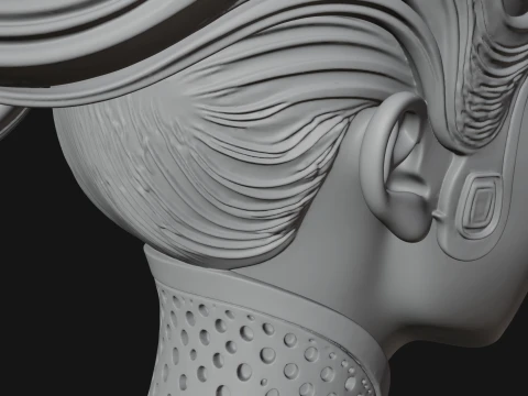 Futuristic Woman Bust Statue Design 3 - 3D Print Model 3D Print Model