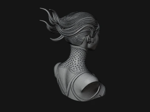 Futuristic Woman Bust Statue Design 3 - 3D Print Model 3D Print Model