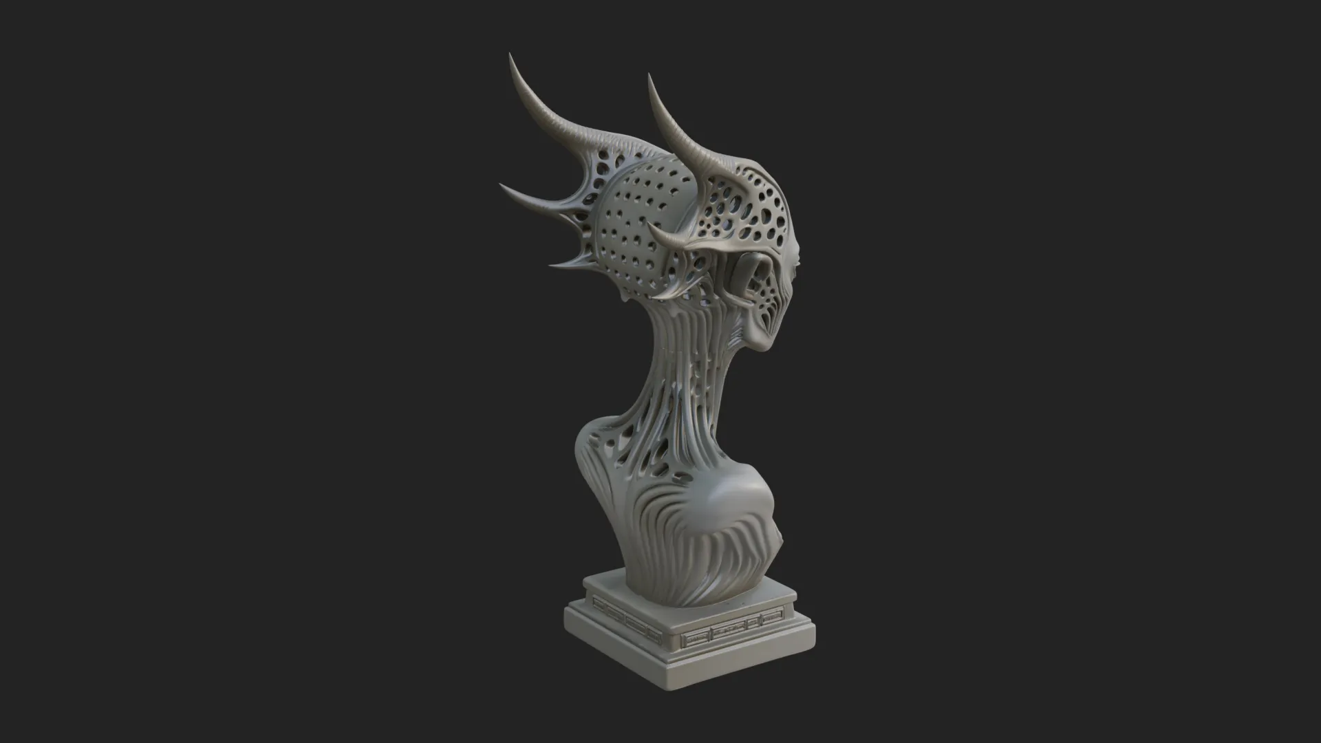 Biomechanical Alien Bust Statue Design 5 - 3D Print Model 3D Print Model .c4d .max .obj .3ds .fbx .stl .blend 