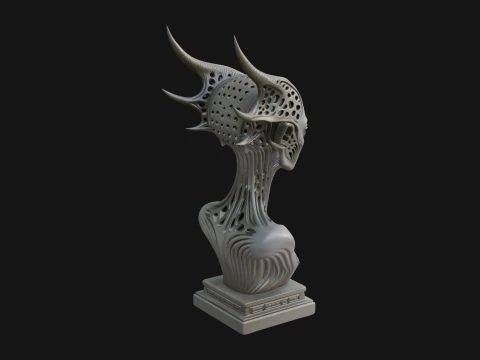 Biomechanical Alien Bust Statue Design 5 - 3D Print Model 3D Print Model