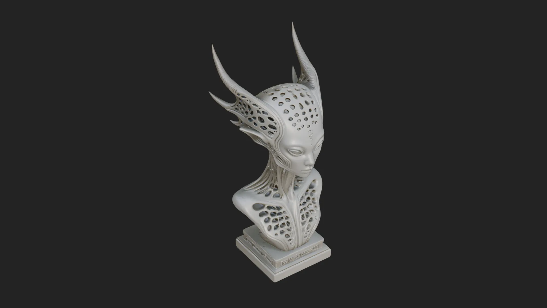 Biomechanical Alien Bust Statue Design 5 - 3D Print Model 3D Print Model .c4d .max .obj .3ds .fbx .stl .blend 