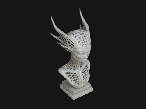 Biomechanical Alien Bust Statue Design 5 - 3D Print Model 3D Print Model