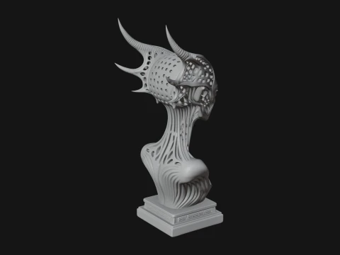 Biomechanical Alien Bust Statue Design 5 - 3D Print Model 3D Print Model
