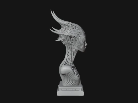 Biomechanical Alien Bust Statue Design 5 - 3D Print Model 3D Print Model