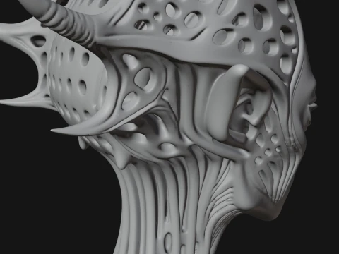 Biomechanical Alien Bust Statue Design 5 - 3D Print Model 3D Print Model