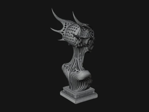 Biomechanical Alien Bust Statue Design 5 - 3D Print Model 3D Print Model