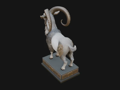 Mountain Goat on Pedestal Statue Design 2 - 3D Print Model 3D Print Model
