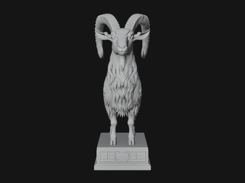 Mountain Goat on Pedestal Statue Design 2 - 3D Print Model 3D Print Model