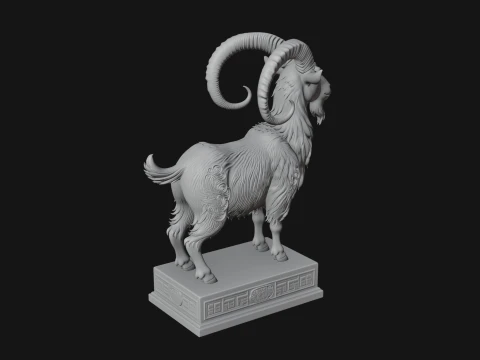 Mountain Goat on Pedestal Statue Design 2 - 3D Print Model 3D Print Model