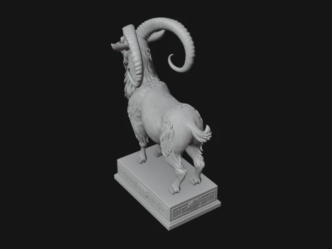 Mountain Goat on Pedestal Statue Design 2 - 3D Print Model 3D Print Model